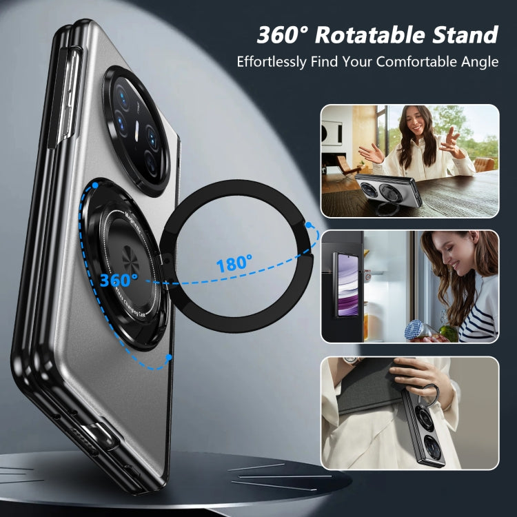 Estuche para Teléfono Huawei Mate X5 Gold Medal con Soporte de Anillo Giratorio y Plegable (Plateado)