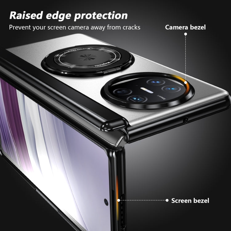 Estuche para Teléfono Huawei Mate X5 Gold Medal con Soporte de Anillo Giratorio y Plegable (Plateado)