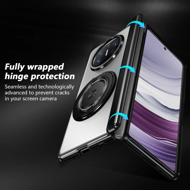 Estuche para Teléfono Huawei Mate X5 Gold Medal con Soporte de Anillo Giratorio y Plegable (Plateado)