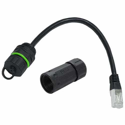 Conector Ethernet RJ45 8P8C Macho a Hembra Cat6 IP68 de 25 cm (Negro)
