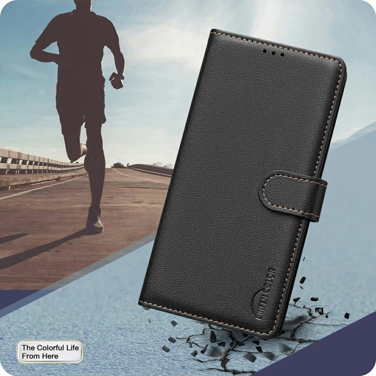 Funda de Cuero Antirrobo con Textura de Lichi para OnePlus 13 (Negra)