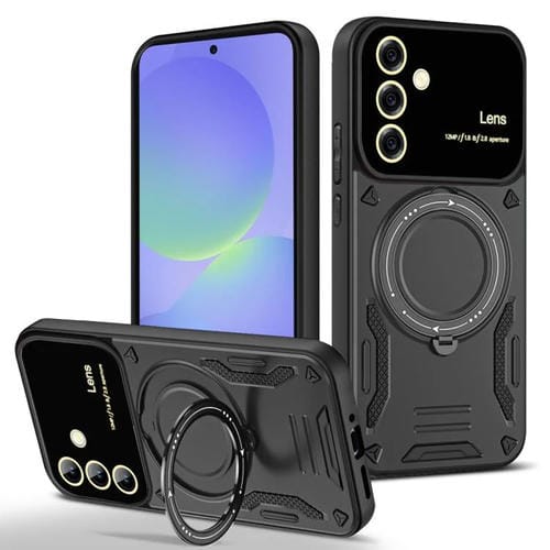 Funda con soporte MagSafe y ventana grande para Samsung Galaxy A56/A36 5G (negra)