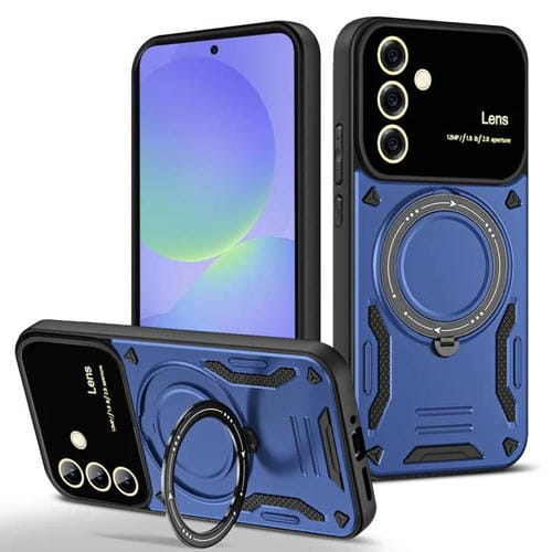 Funda con soporte MagSafe y ventana grande para Samsung Galaxy A56/A36 5G (azul)