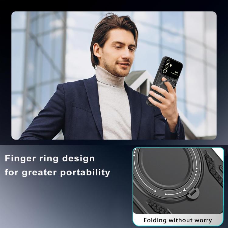 Funda con soporte MagSafe y ventana grande para Samsung Galaxy A56/A36 5G (azul)