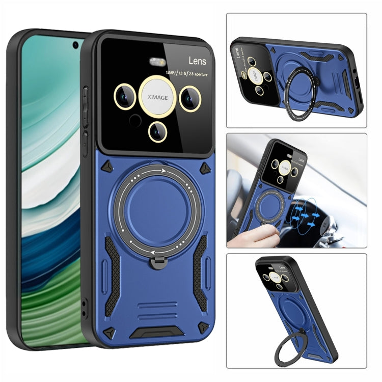 Funda para Teléfono Huawei Mate 60 Pro/60 Pro+ con Soporte Magsafe y Ventana Grande (Azul)