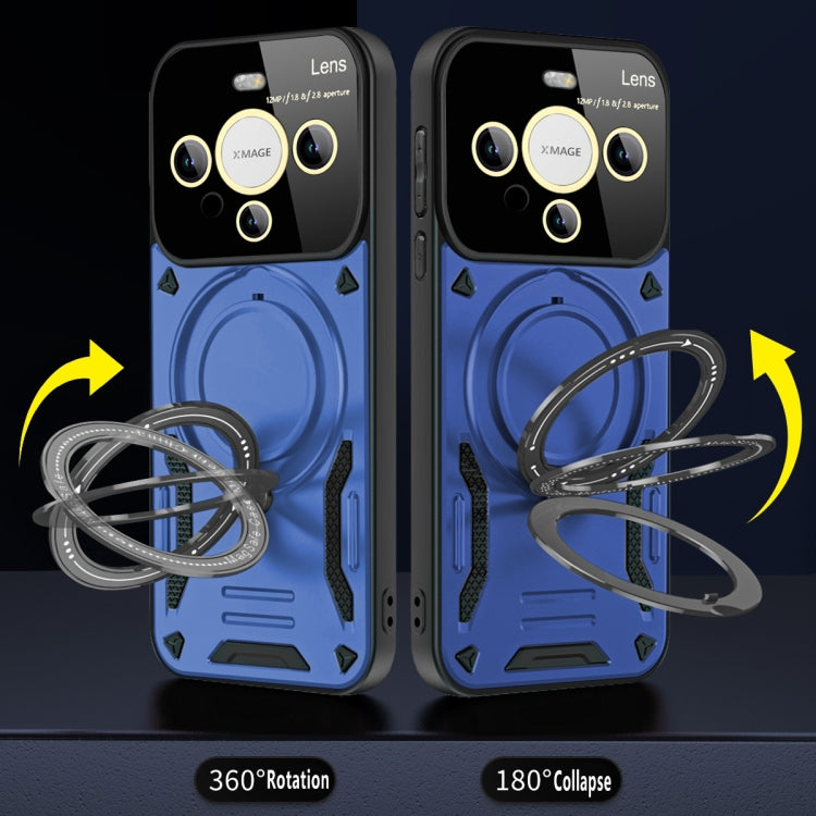 Funda para Teléfono Huawei Mate 60 Pro/60 Pro+ con Soporte Magsafe y Ventana Grande (Azul)