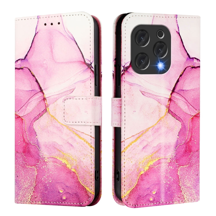 Funda de Cuero con Tapa y Diseño Mármol para Doogee N55 Plus Pt003 (Rosa, Morado y Dorado)