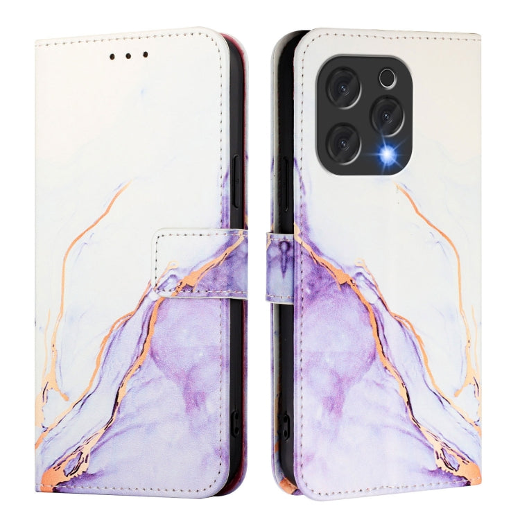 Funda de Cuero con Tapa para Doogee N55 Plus Pt003 Diseño Mármol (Blanco y Morado)