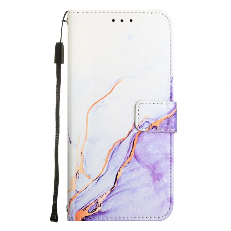 Funda de Cuero con Tapa para Doogee N55 Plus Pt003 Diseño Mármol (Blanco y Morado)