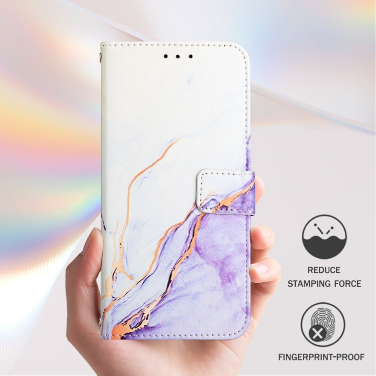 Funda de Cuero con Tapa para Doogee N55 Plus Pt003 Diseño Mármol (Blanco y Morado)