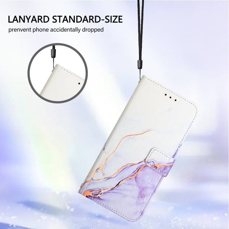 Funda de Cuero con Tapa para Doogee N55 Plus Pt003 Diseño Mármol (Blanco y Morado)