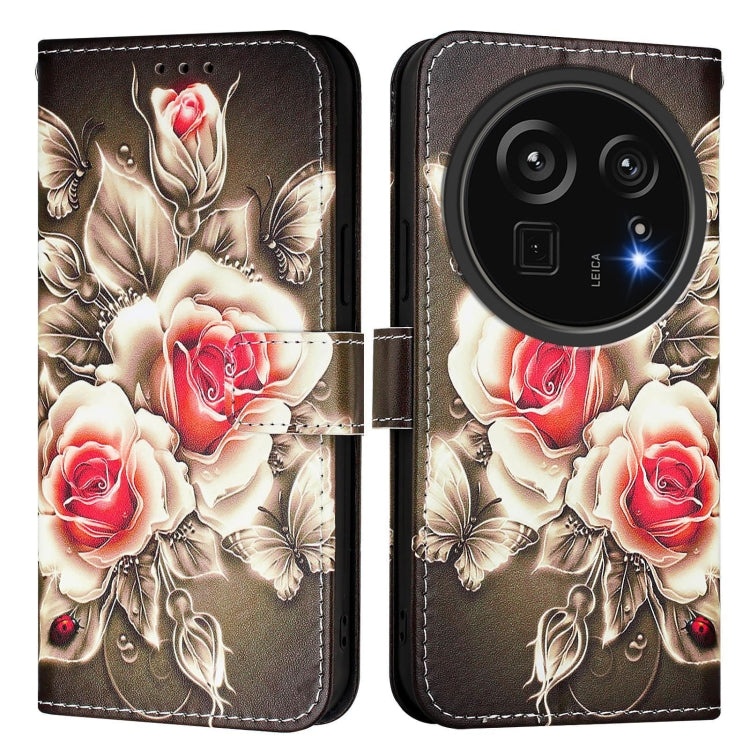 Funda de Cuero para Sharp Aquos R9 Pro Sh-54E con Diseño de Dibujos (Rosas Sobre Negro)