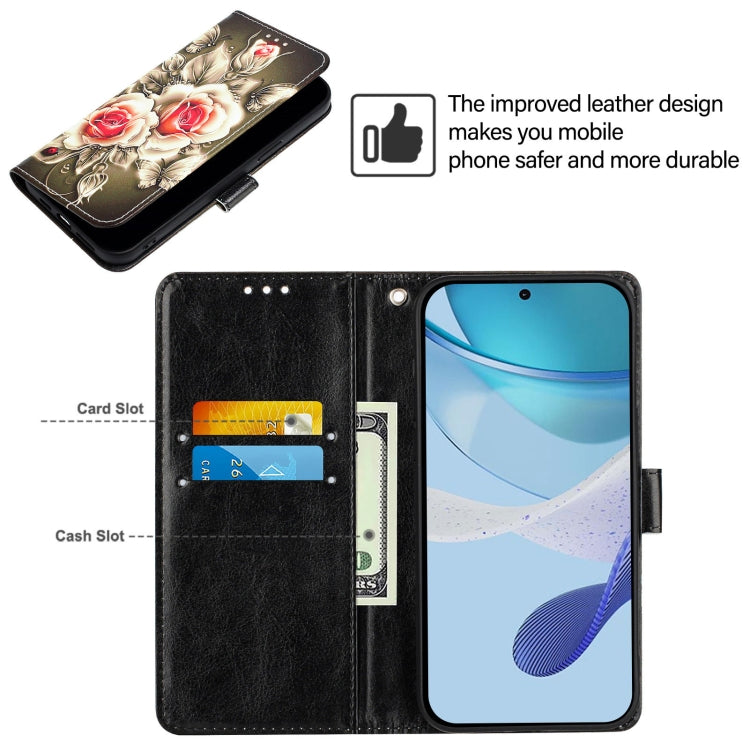 Funda de Cuero para Sharp Aquos R9 Pro Sh-54E con Diseño de Dibujos (Rosas Sobre Negro)