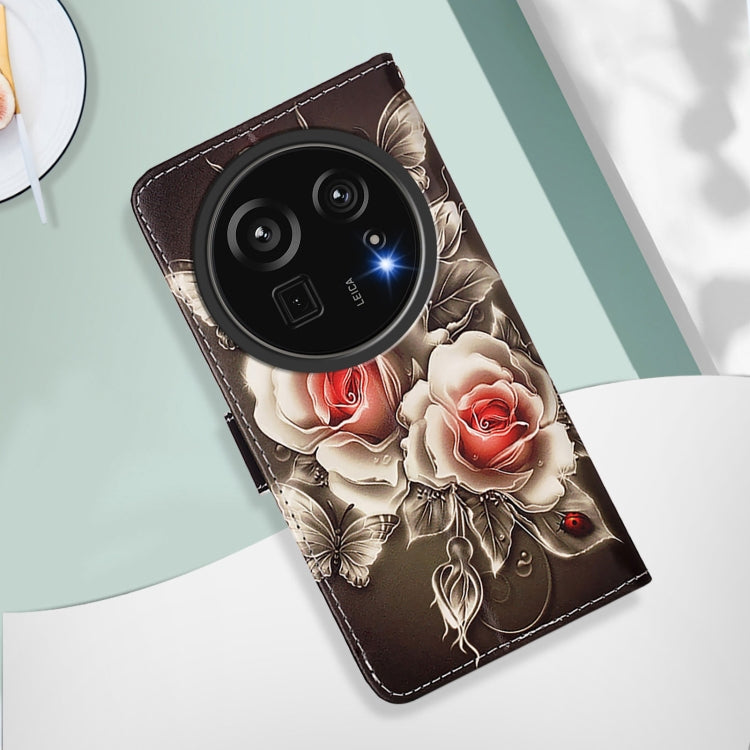 Funda de Cuero para Sharp Aquos R9 Pro Sh-54E con Diseño de Dibujos (Rosas Sobre Negro)