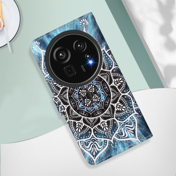 Funda de Cuero para Sharp Aquos R9 Pro Sh-54E con Diseño Mandala Submarina (Azul)