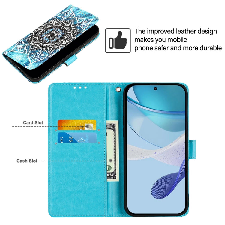 Funda de Cuero para Sharp Aquos Sense9 Plus con Diseño Mandala Submarina y Tejido Liso