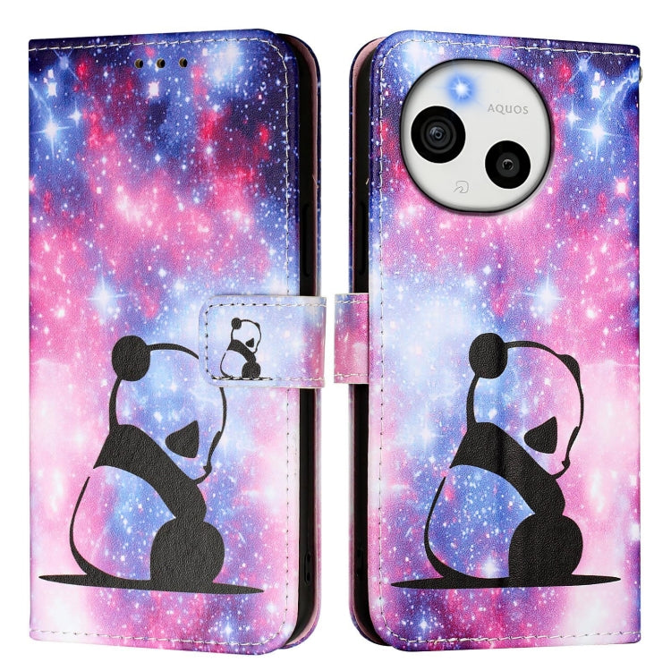 Funda de Cuero para Sharp Aquos Sense9 con Diseño de Dibujos en Colores Lisos (Panda Bebé)