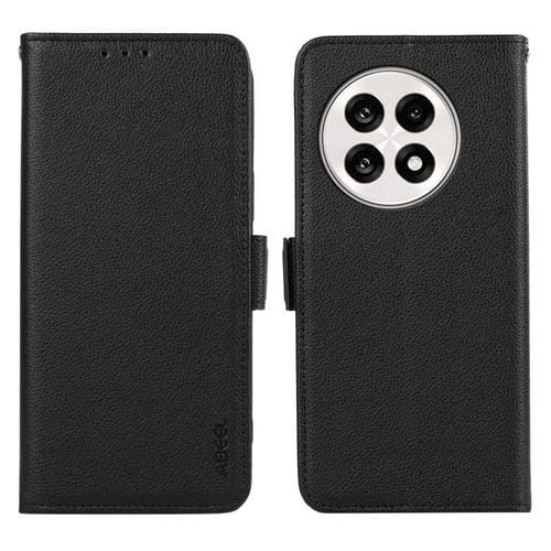 Funda de Cuero con Patrón de Lichi y Cierre Magnético Lateral para OnePlus Ace 5 Pro/Ace 5 Abeel (Negro)
