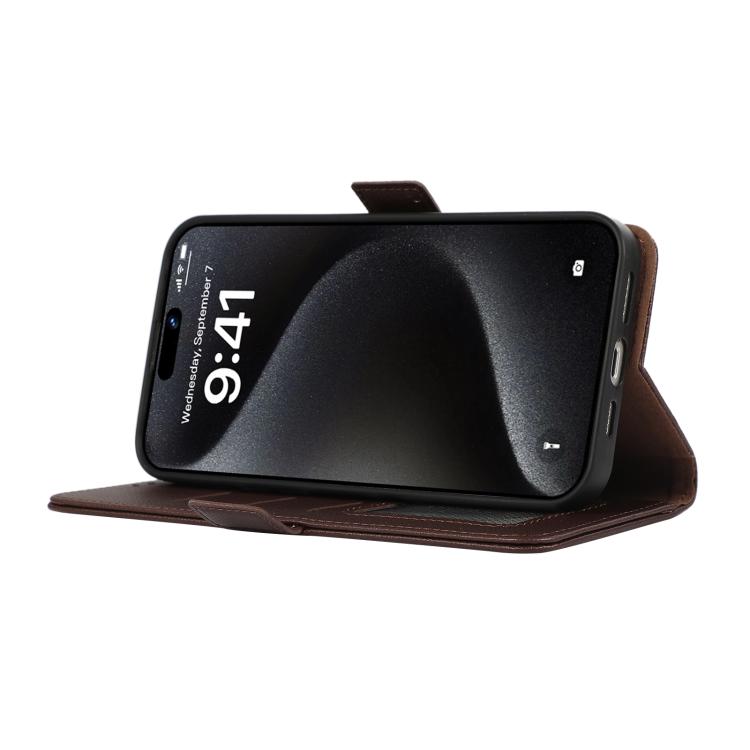 Funda de Cuero con Patrón de Lichi y Cierre Magnético para OnePlus Ace 5 Pro/Ace 5 Abeel (Marrón)