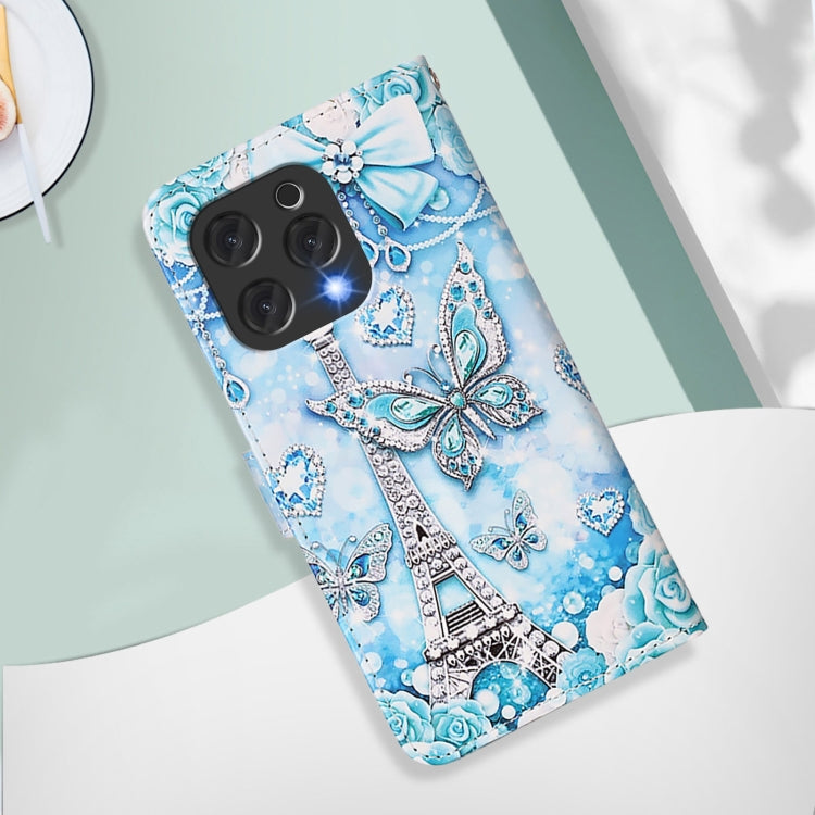 Funda de Cuero para Doogee N55 Plus con Diseño Mariposa en Forma de Torre (Liso)