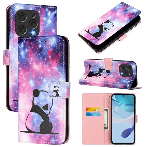 Funda de Cuero Doogee N55 Plus con Diseño de Dibujos Color Liso (Panda Bebé)