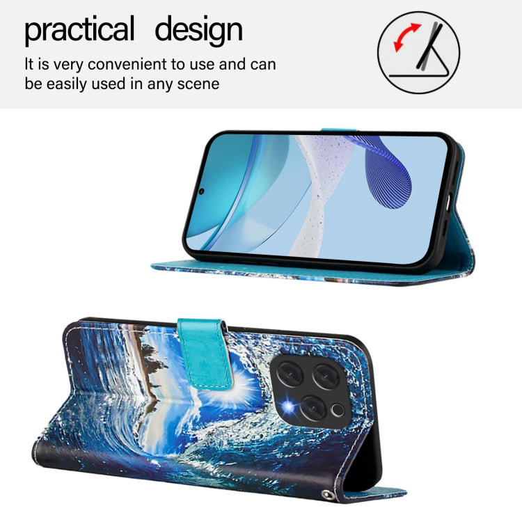 Funda de Cuero para Doogee N55 Plus con Diseño Ondas y Sol (Color Liso)