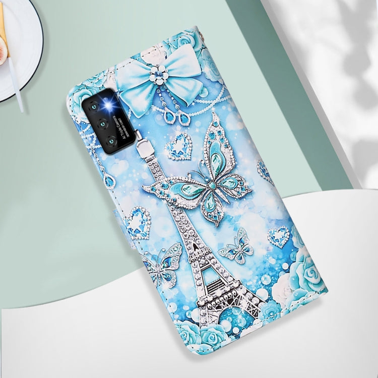 Funda de Cuero para Cubot P50 con Dibujo de Mariposa en Forma de Torre (Liso)