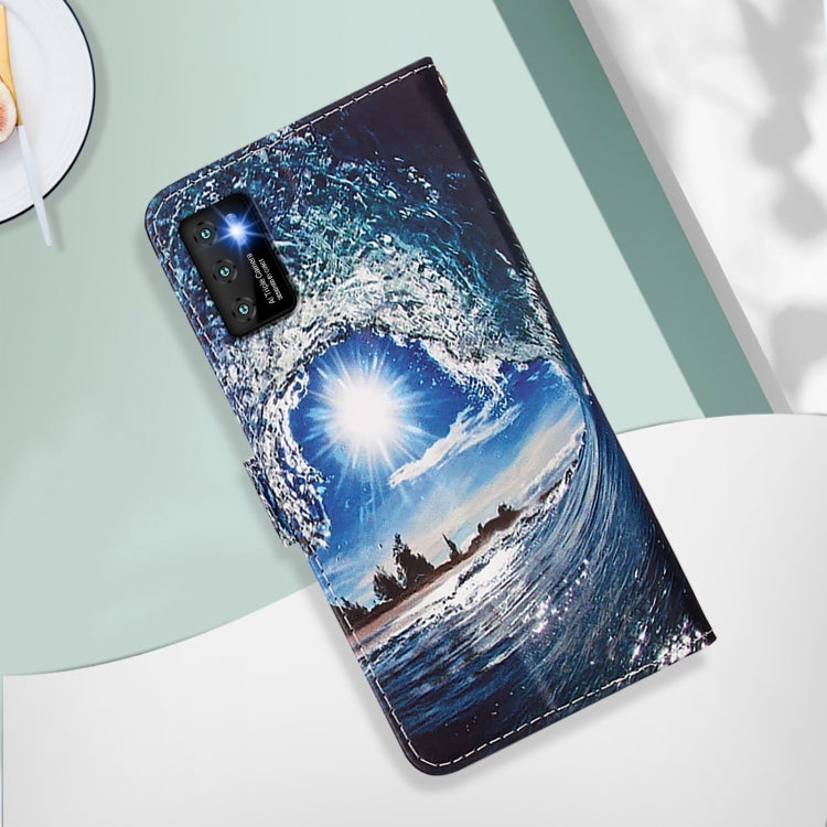 Funda de Cuero para Cubot P50 con Diseño Ondas y Sol (Color Liso)