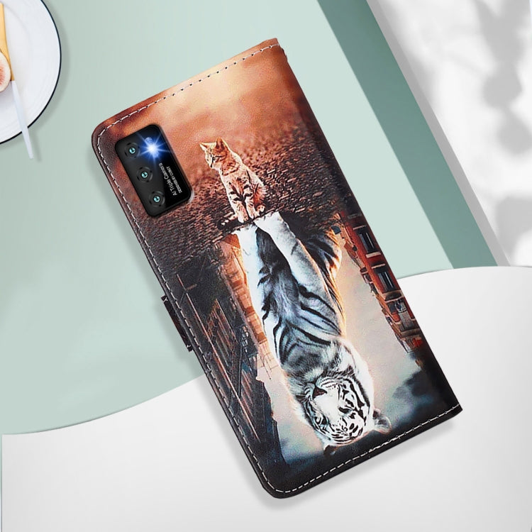 Funda de Cuero para Cubot P50 con Diseño de Dibujos Gatos y Tigres (Liso)