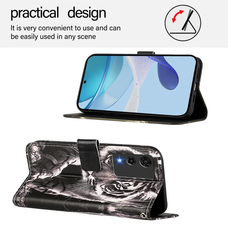 Funda de Cuero para Cubot A10 con Diseño de Tigre Blanco y Negro