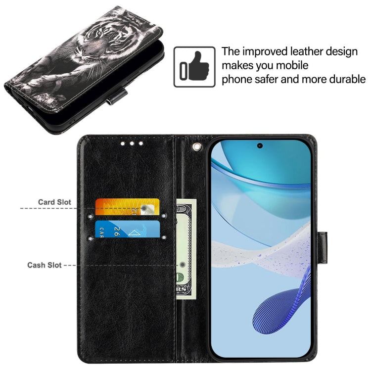 Funda de Cuero para Cubot A10 con Diseño de Tigre Blanco y Negro