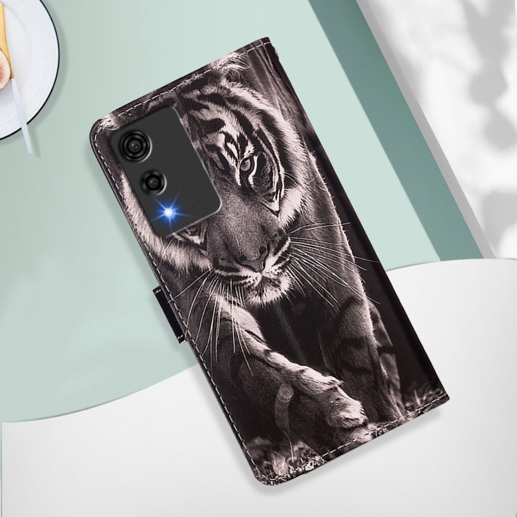 Funda de Cuero para Cubot A10 con Diseño de Tigre Blanco y Negro