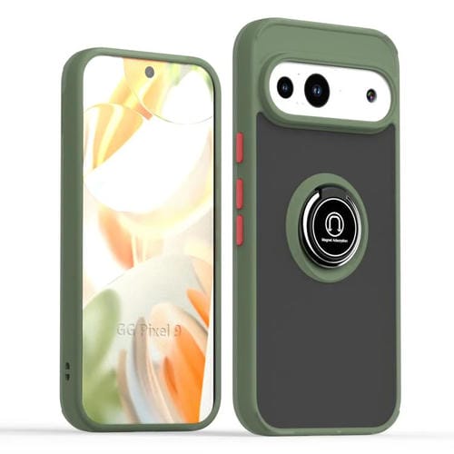 Funda TPU PC con Anillo para Google Pixel 9 y 9 Pro Q Shadow 1 Series (Verde)