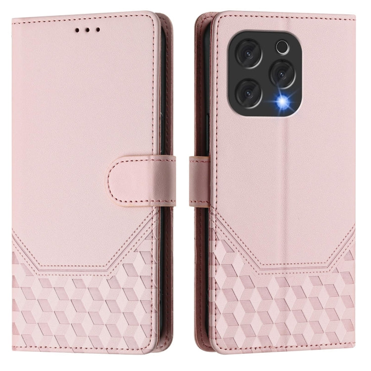 Funda de Cuero Rfid con Relieve en Panal para Doogee N55 Plus (Rosa)