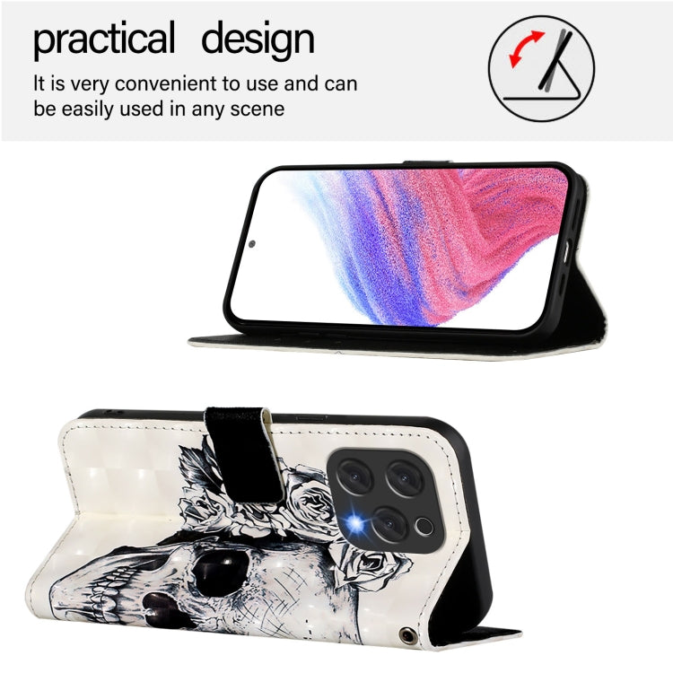 Funda de Cuero para Doogee N55 Plus con Tapa Horizontal y Pintura 3D (Calavera)
