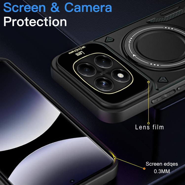 Funda para Redmi Note 14 Pro 4G con soporte MagSafe y ventana grande (negro)