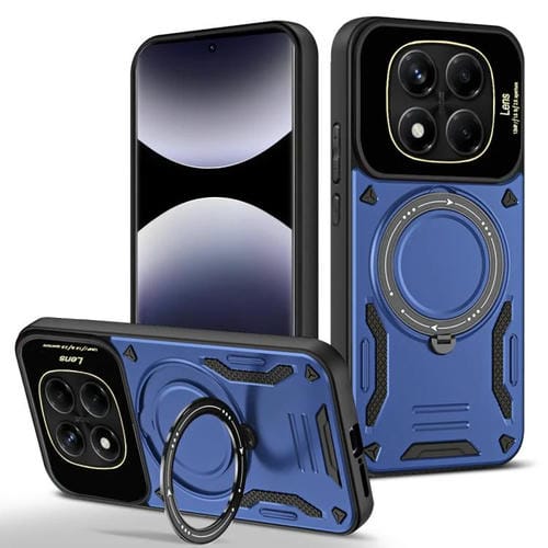 Funda para Redmi Note 14 Pro 4G con soporte MagSafe y ventana grande (azul)