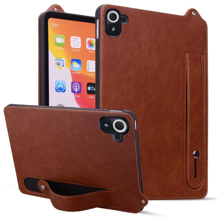 Funda de TPU con parte trasera de cuero y correa para Xiaomi Redmi K Pad (marrón)