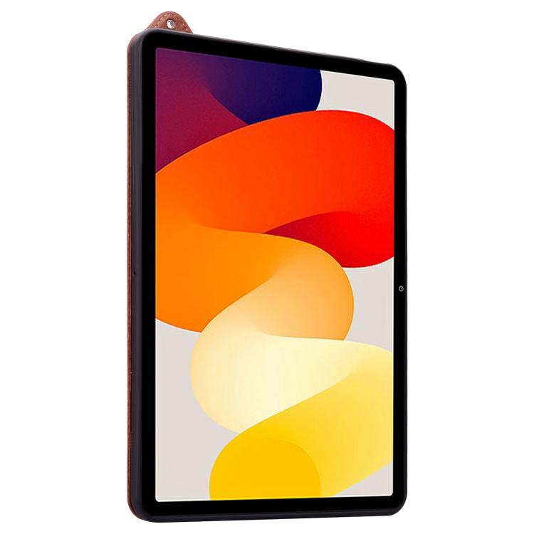 Funda de TPU con parte trasera de cuero y correa para Xiaomi Redmi K Pad (marrón)