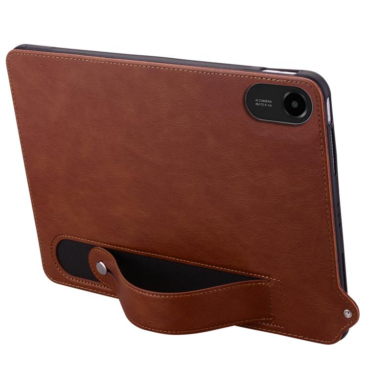 Funda de TPU con parte trasera de cuero y correa para Xiaomi Redmi Pad 2 (marrón)