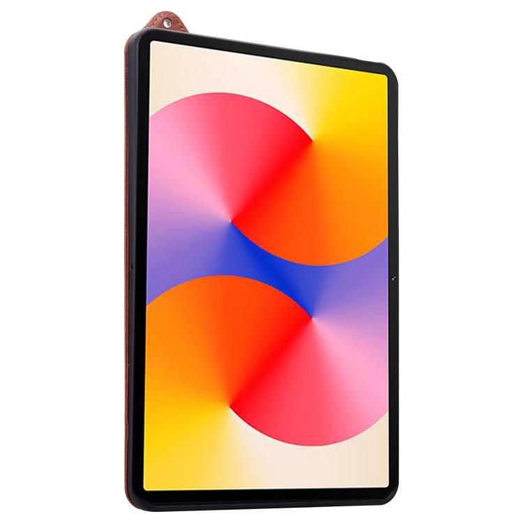 Funda de TPU con parte trasera de cuero y correa para Xiaomi Redmi Pad 2 (marrón)