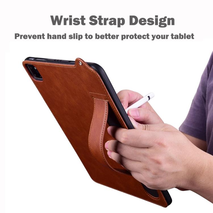Funda de TPU con parte trasera de cuero y correa para Xiaomi Redmi Pad 2 (marrón)