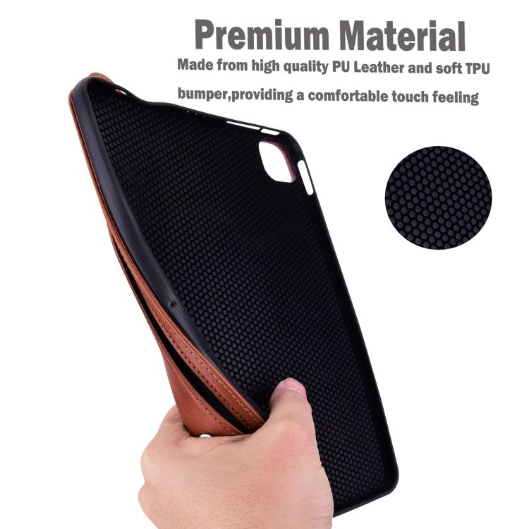 Funda de TPU con parte trasera de cuero y correa para Xiaomi Redmi Pad 2 (marrón)