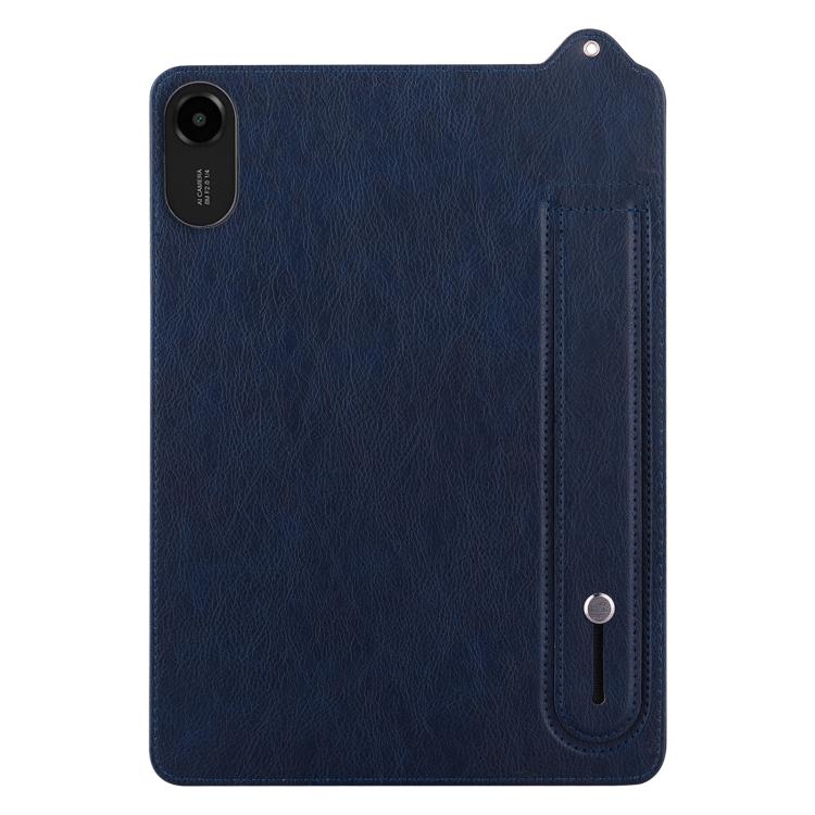 Funda de TPU con parte trasera de cuero y correa para Xiaomi Redmi Pad 2 (azul oscuro)