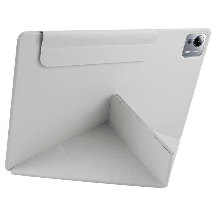 Funda de cuero con hebilla fija y deformación magnética para Xiaomi Pad 7 Ultra (gris)