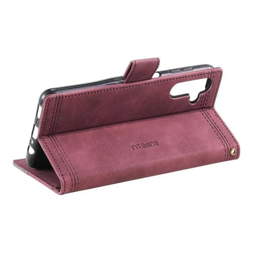 Funda de cuero con relieve TTUDRCH para Samsung Galaxy A17 5G (rojo vino)