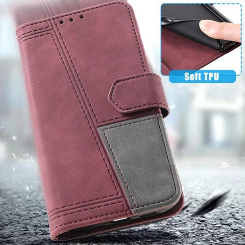 Funda de cuero con relieve TTUDRCH para Samsung Galaxy A17 5G (rojo vino)