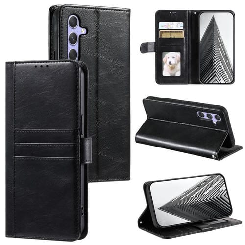 Funda de cuero tipo cartera para Samsung Galaxy A17 5G (negro)