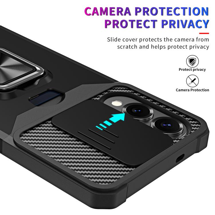 Funda de PC y TPU con ranura para tarjeta y protector de cámara para Samsung Galaxy S25 Edge 5G (negra)