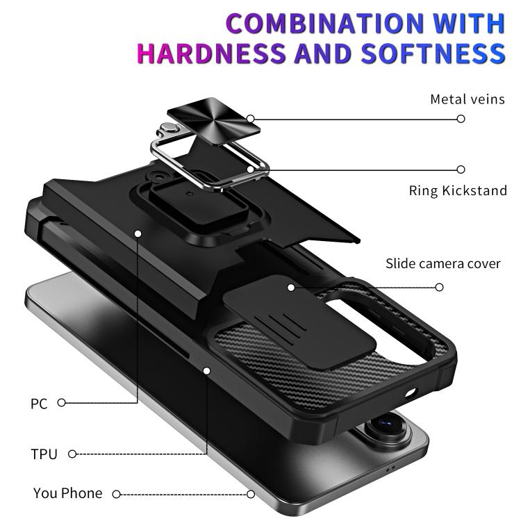 Funda de PC y TPU con ranura para tarjeta y protector de cámara para Samsung Galaxy S25 Edge 5G (plateada)
